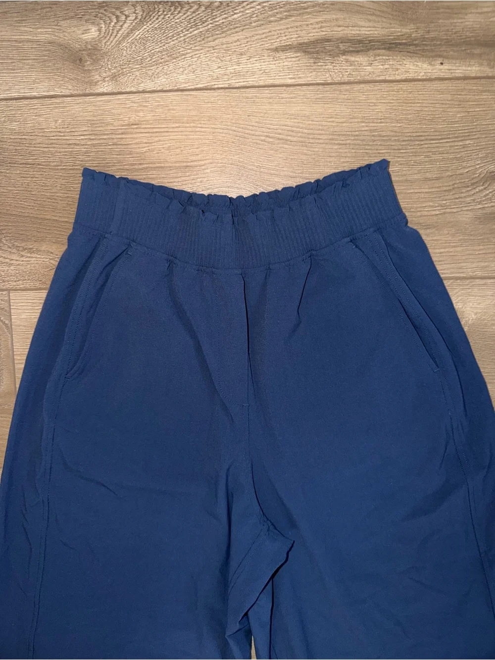 LULULEMON Stretch Woven Ruffle-Waist Wide-Leg Pant Club Blue Size Small